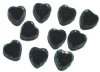 10 15mm Flat Cut Window Heart Beads Black w/ Speckled Edges